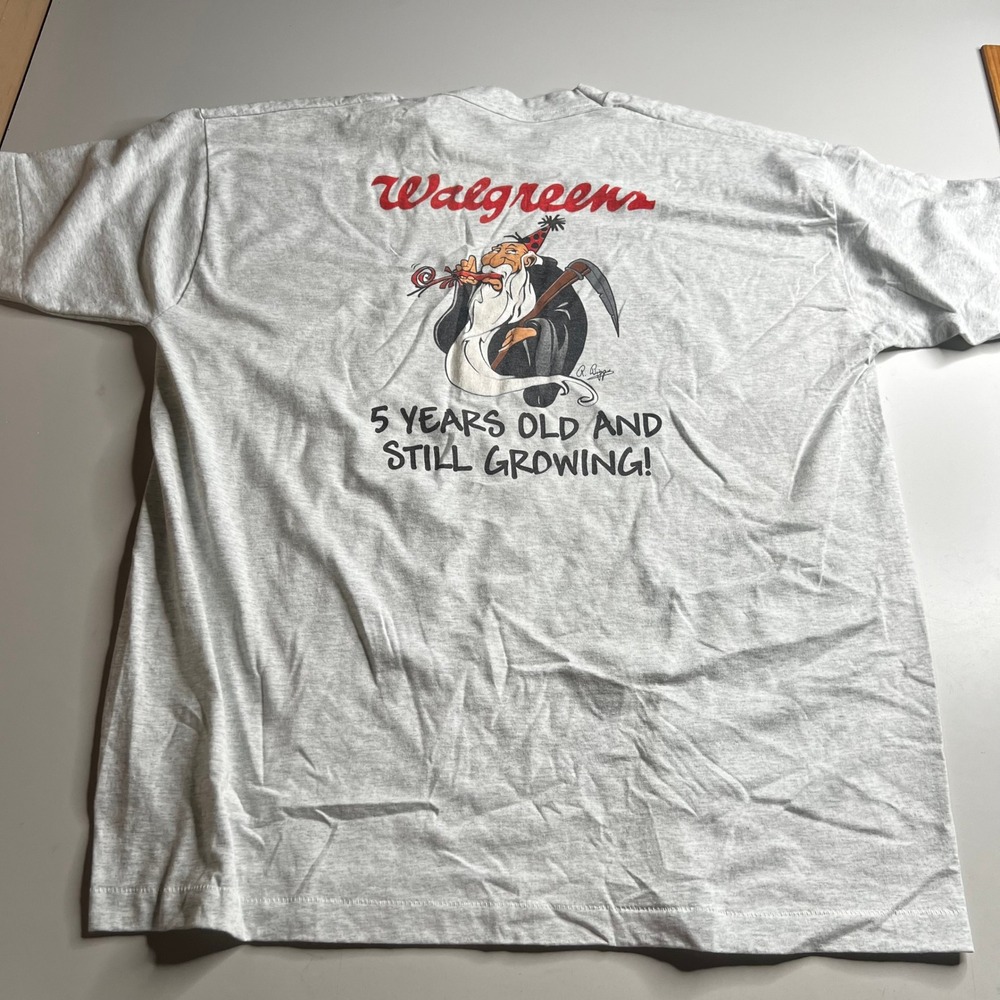 Vintage 1995 Walgreens Mt Vernon Dist Center‎ T-Shirt XXL Gray Single Stitch USA